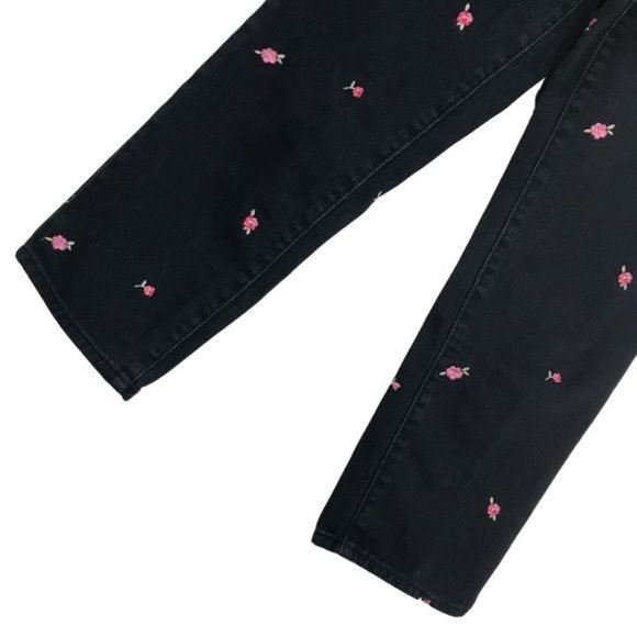 PACSUN 100% Cotton Denim Floral Embroidered High Rise Straight Jeans Siz… - Picture 3 of 9